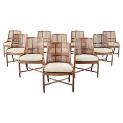 Set of Ten McGuire Organic Modern Rattan Hayes Dining Chairs