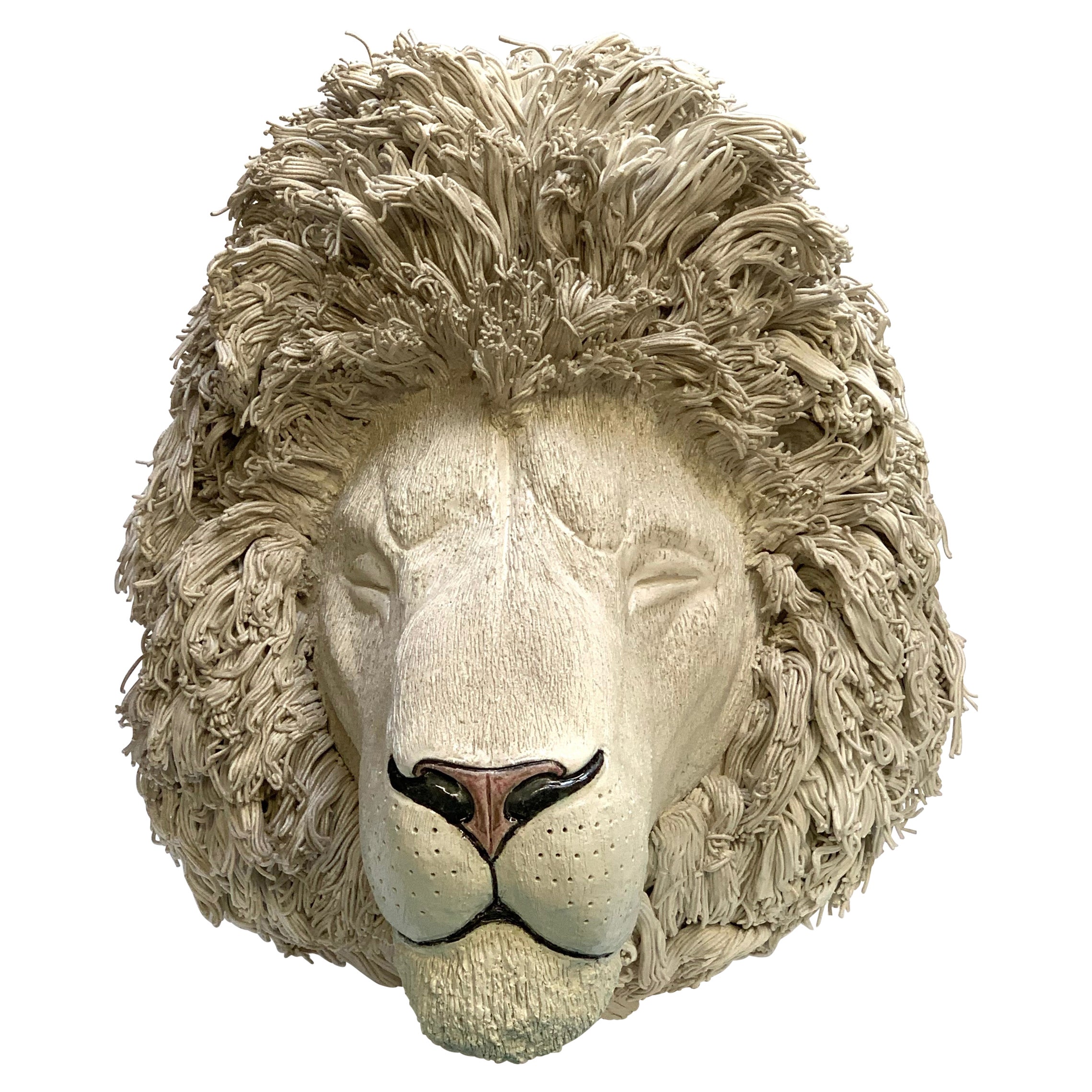 Weißer weißer Löwe, Tafelaufsatz aus Keramik, handgefertigtes Design in Italien, 2021 im Angebot