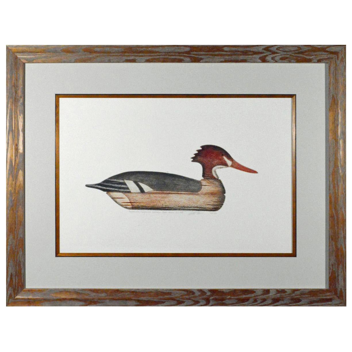 Arthur Nevin Print of a Red-Breasted Merganser Duck Decoy, Beach Haven, NJ