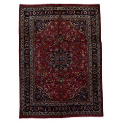   Vintage Persian Fine Traditional Handwoven Luxury Wool Red / Navy Rug
