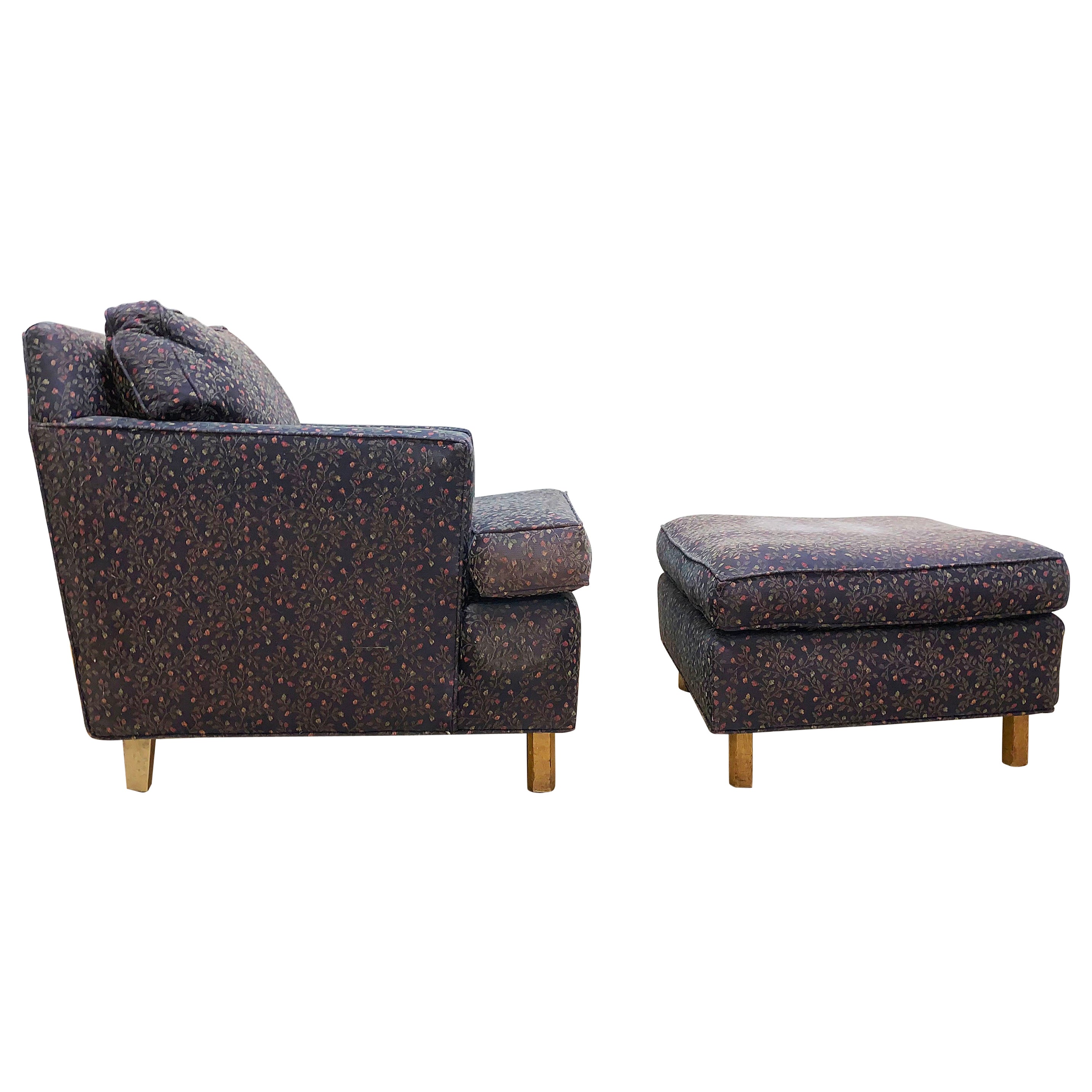 Edward Wormley Faceted Lounge Chair with Ottoman for Dunbar