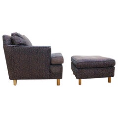 Retro Edward Wormley Faceted Lounge Chair with Ottoman for Dunbar