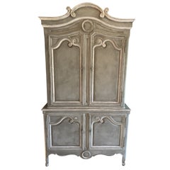 Vintage Baker Furniture Company Paint Decorated Armoire Linen Press