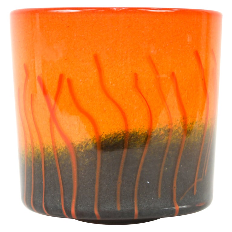 Henry Dean Abstract Art Glass Cylinder Vase For Sale at 1stDibs