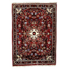   Vintage Persian Fine Traditional Handwoven Luxury Wool Red / Navy Rug
