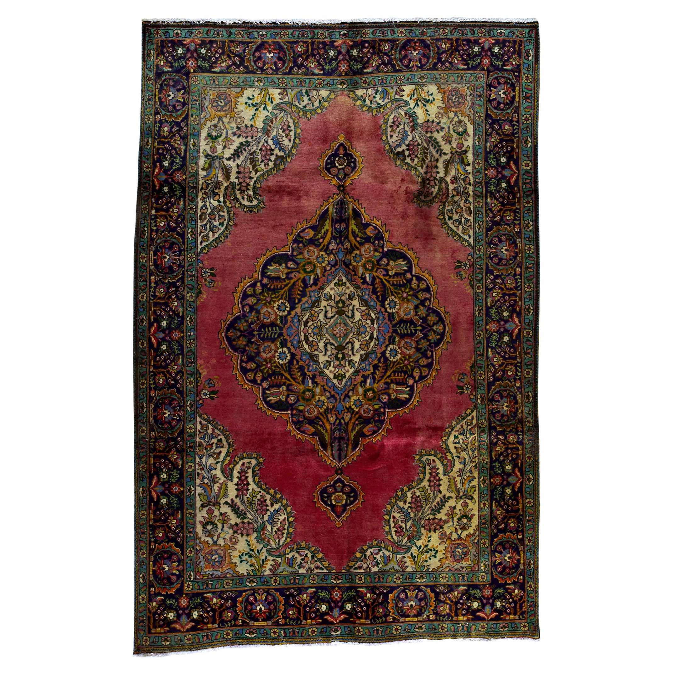   Antique Persian Fine Traditional Handwoven Luxury Wool Red Rug