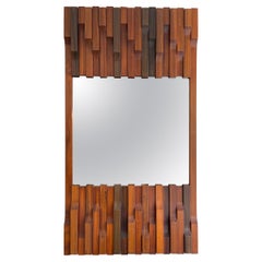Wood Mirror by Luciano Frigerio. Italy, 1970s