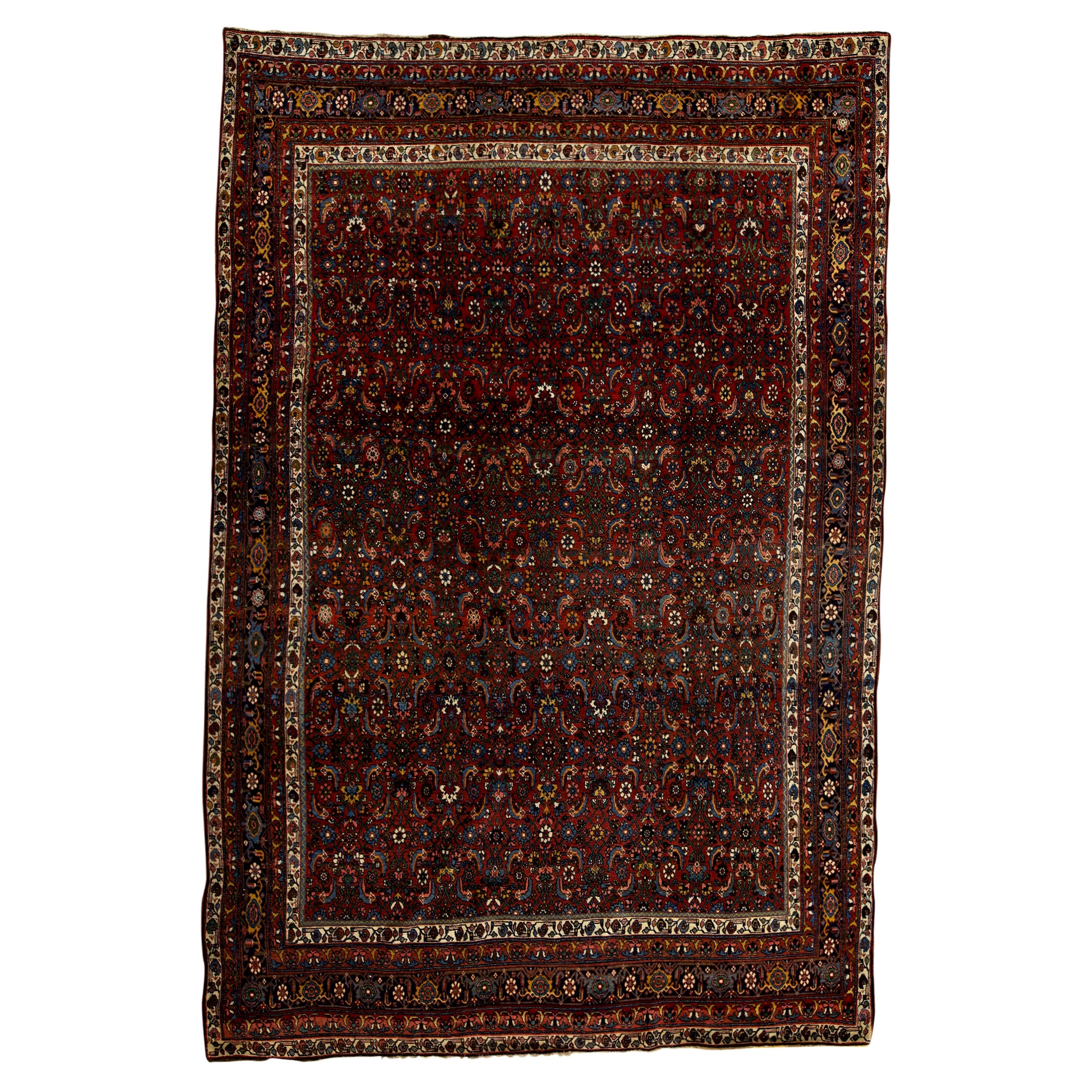 Traditional Handwoven Luxury Semi Antique Persian Wool Multi For Sale