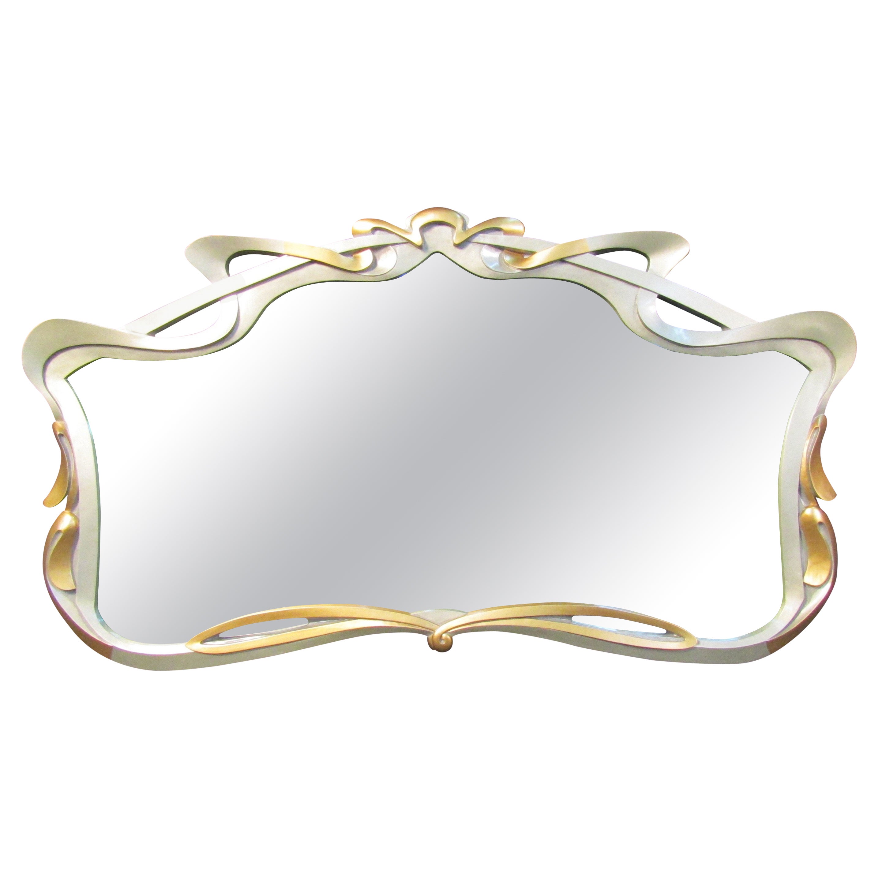 Vintage Modern Decorative Wooden Mirror For Sale