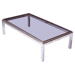 Vintage 'Flaminia' Willy Rizzo Brass & Chrome Coffee Table, 1970s
