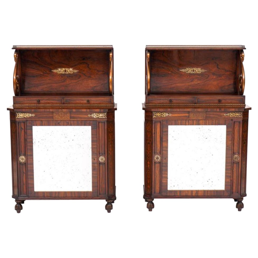Pair of 19th Century English Regency Rosewood Side Cabinets