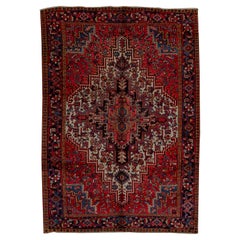   Antique Persian Fine Traditional Handwoven Luxury Wool Red / Navy Rug