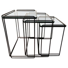 Retro Postmodern “Isocele” Sculptural Iron Nesting Tables by Max Sauze for Attrow