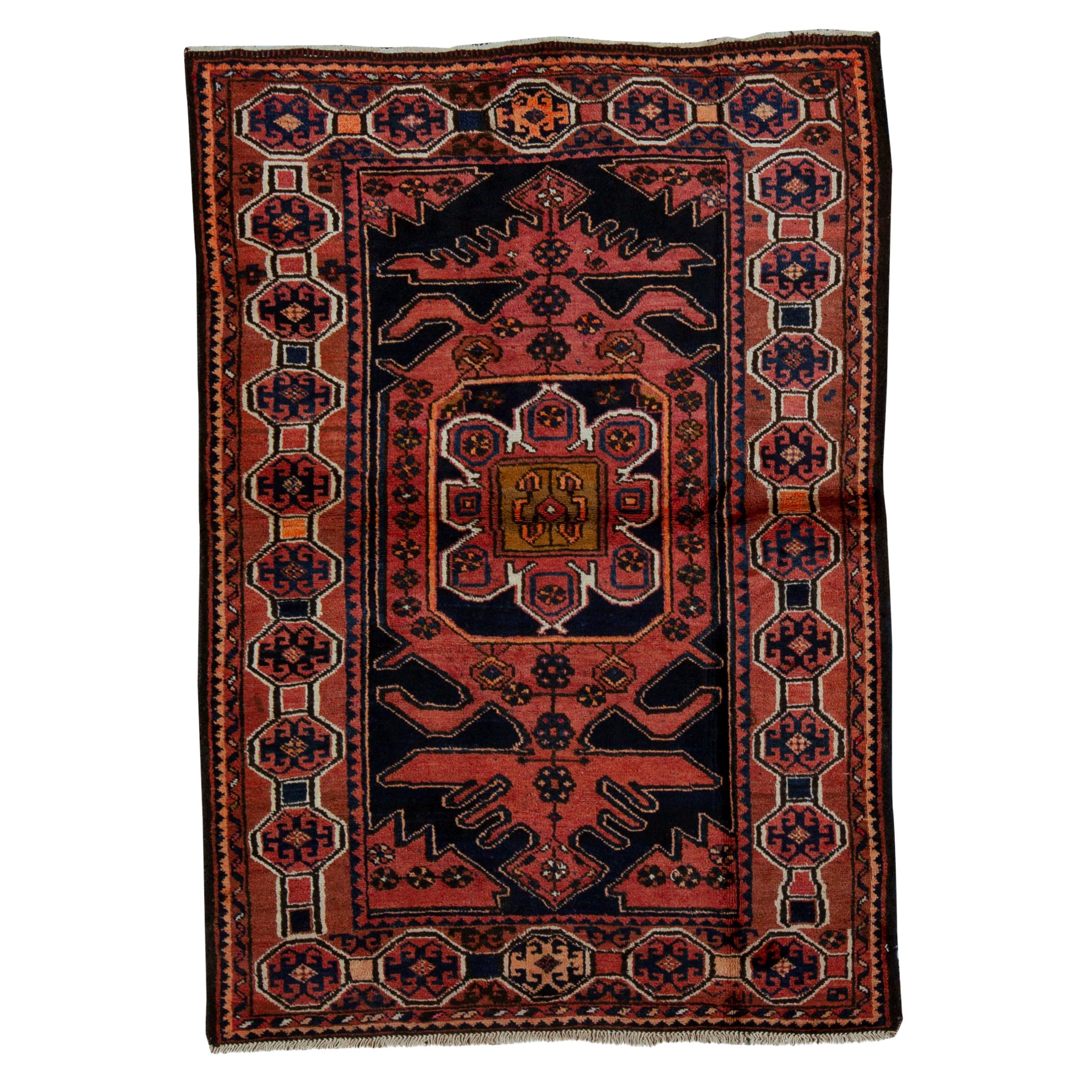   Antique Persian Fine Traditional Handwoven Luxury Wool Rust Rug For Sale