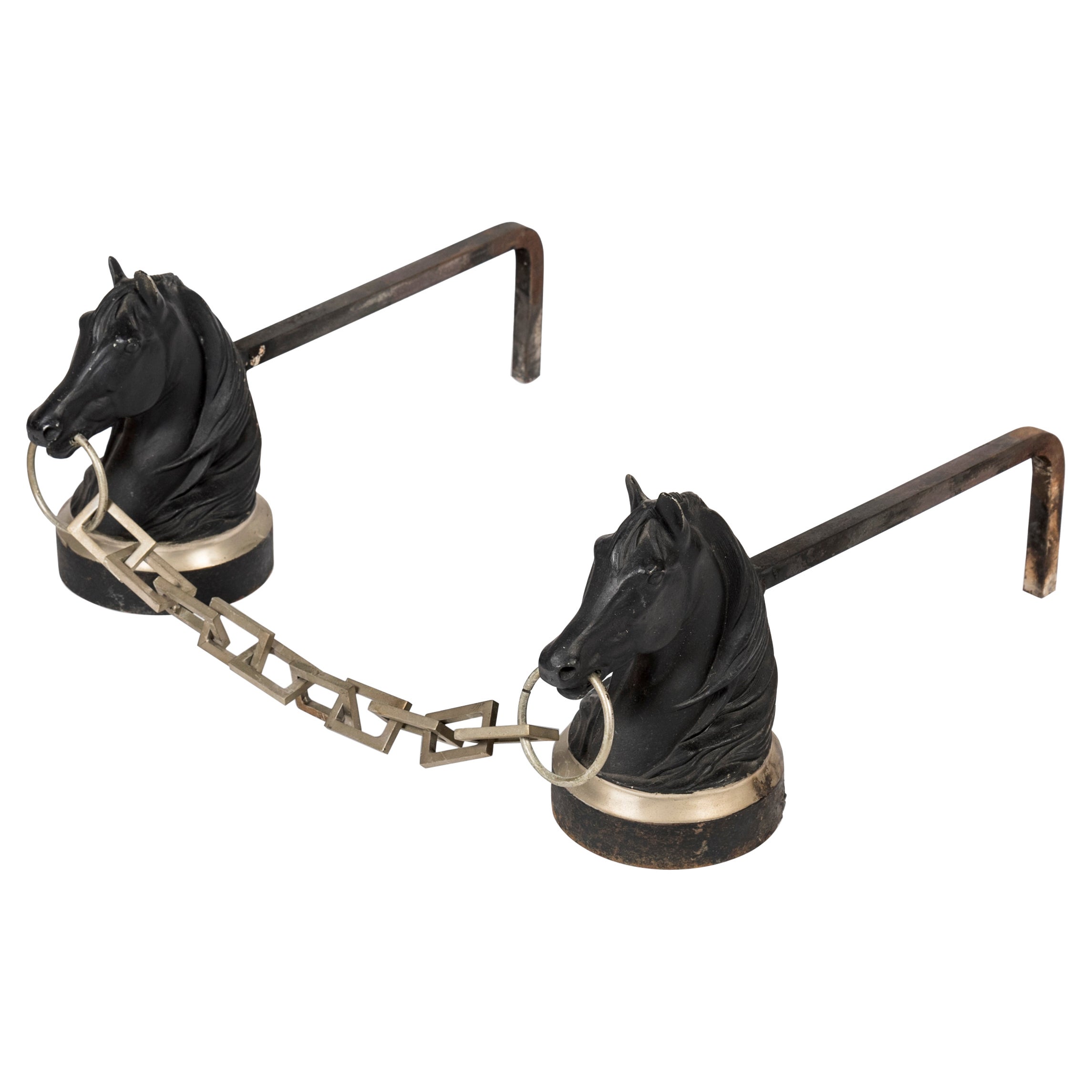 Pair of Horses Andirons