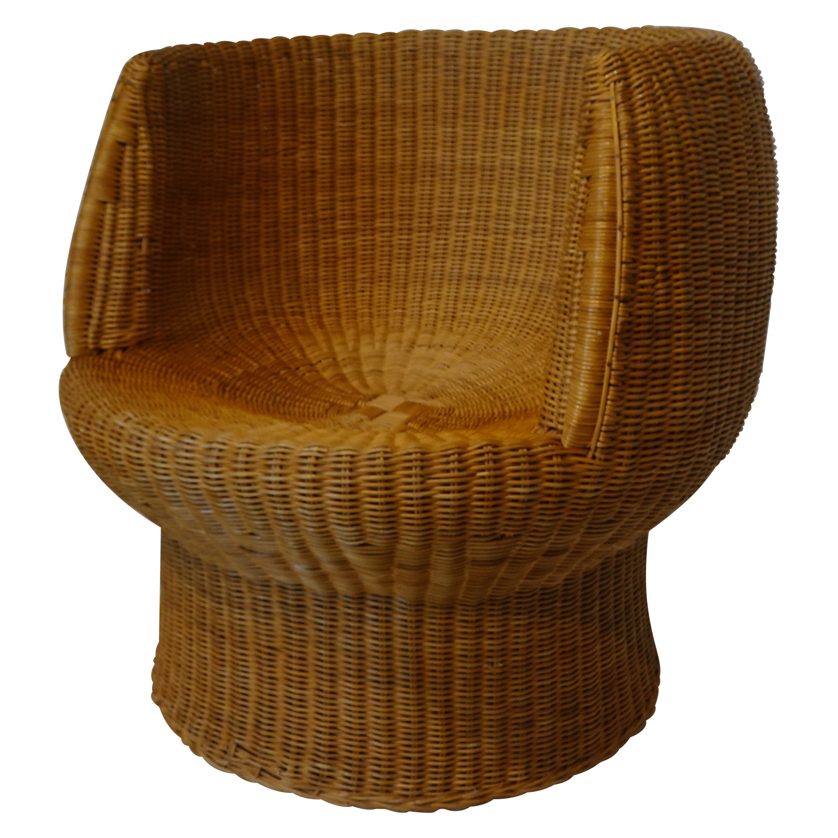 Mid Century Woven Wicker Chair in the Style of Eero Aarnio