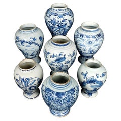 Seven 18th Century Dutch Delft Jars