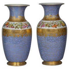 Antique Pair of Large Paris Porcelain Vases, circa 1840