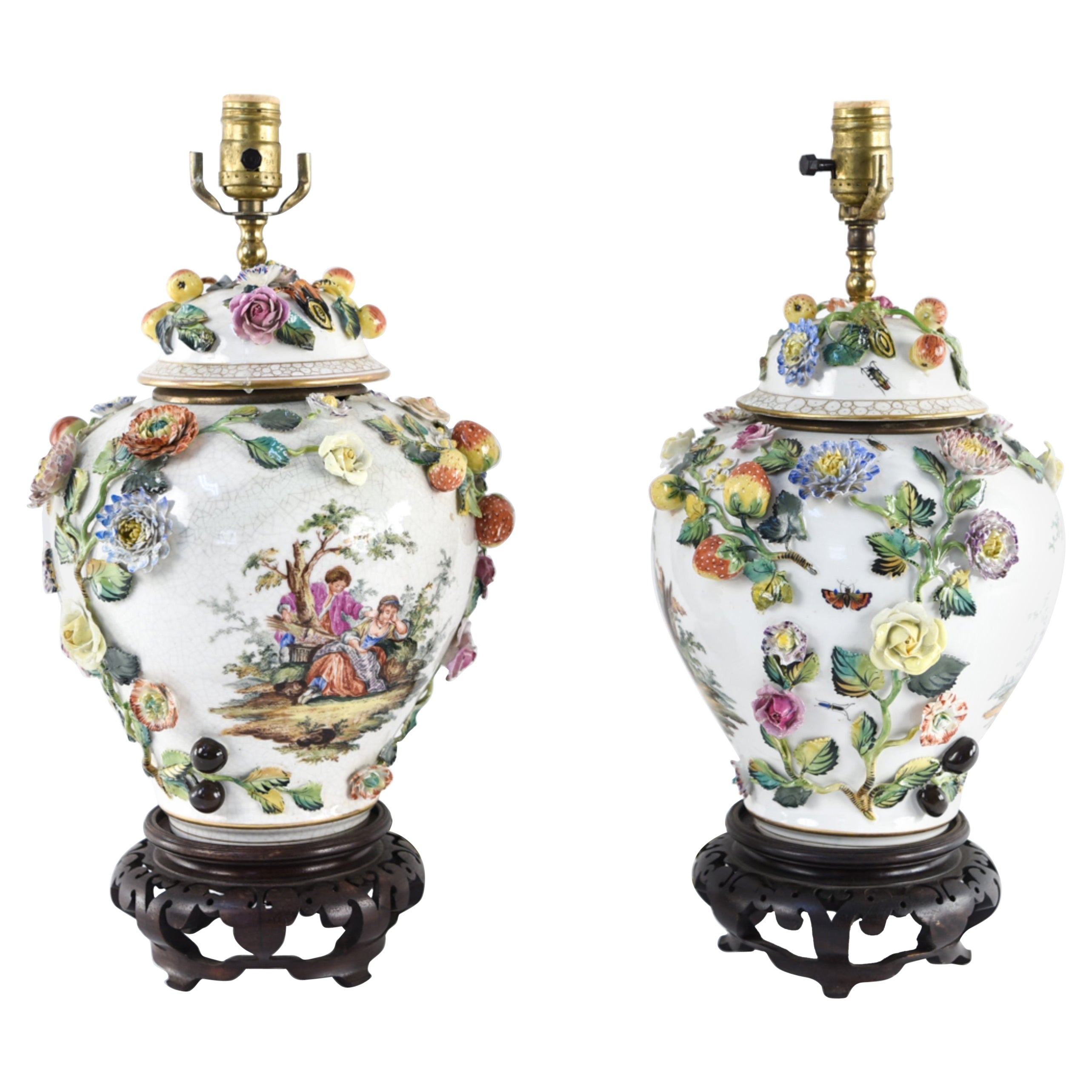 AUCTIONED 2024 Pair of 19th Century Meissen Porcelain Lamps