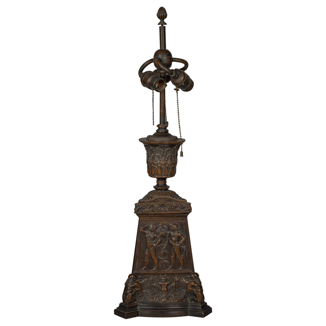 Neo-Classical Style Patinated Bronze Lamp, E.F. Caldwell, Early 20th Century