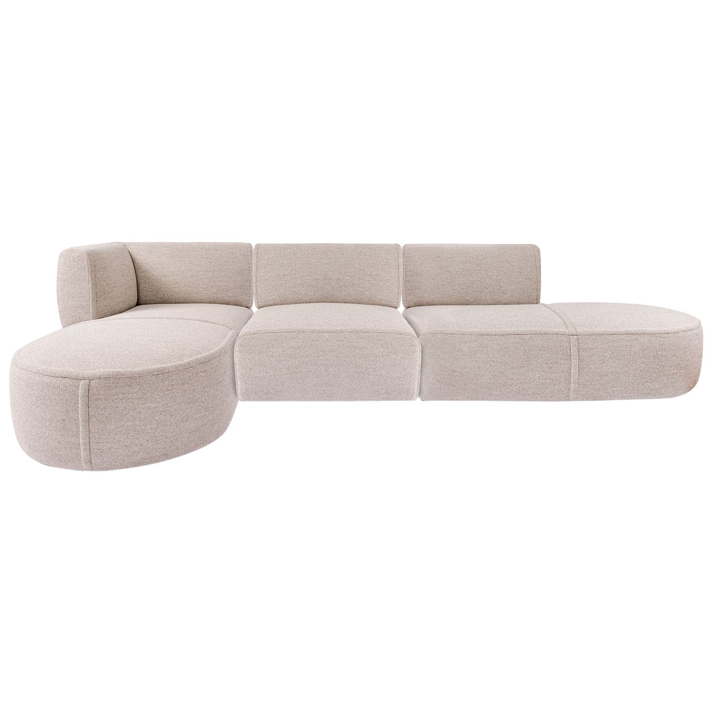 Neutral Boucle Covered Curved Sectional Sofa, Cassina at 1stDibs