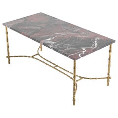 Maison Baguès, Ascribed to, Brass and Marble Coffee Table, C.1950