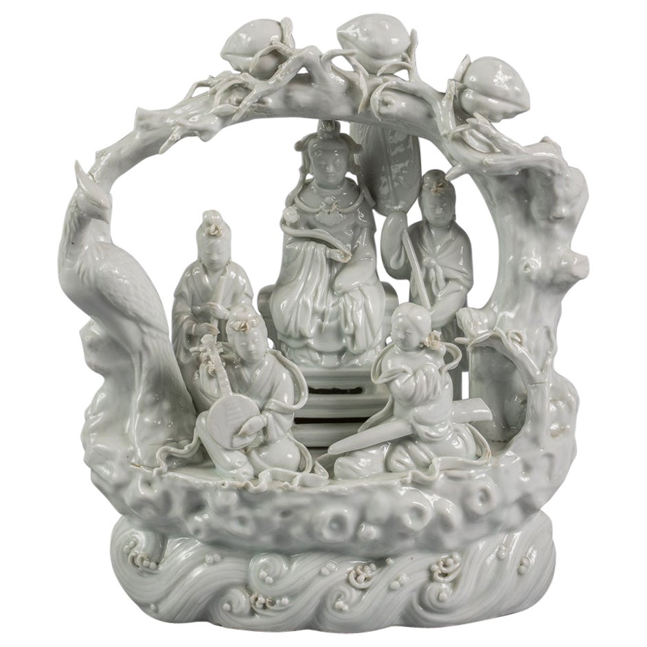 Large Chinese Porcelain Blanc De Chine Figural Group, Circa 1880
