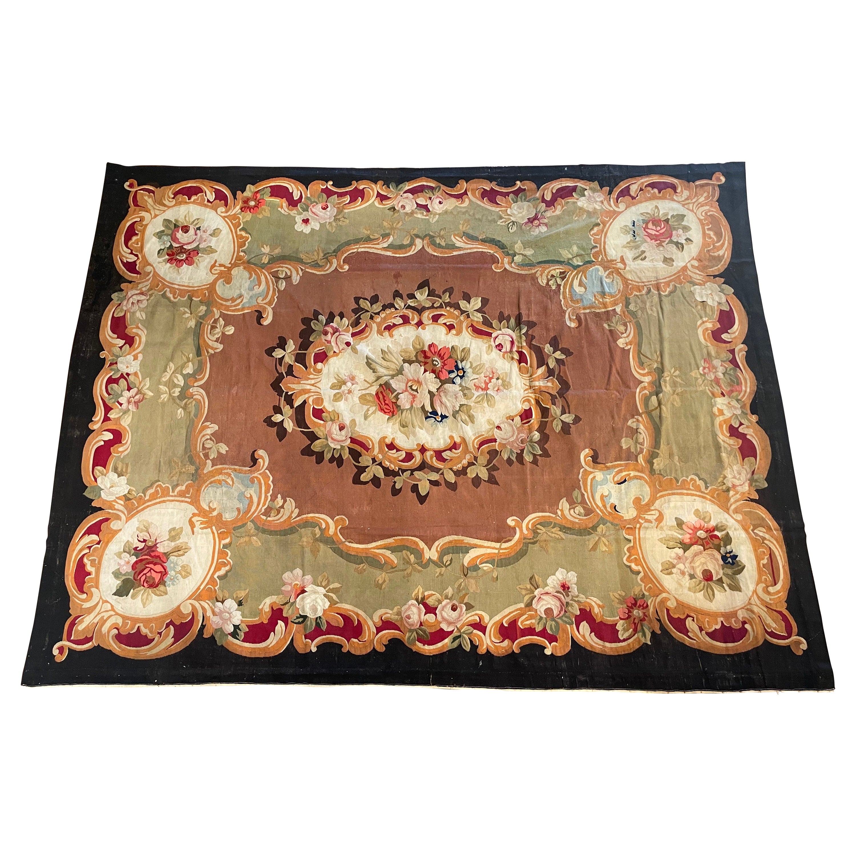 19th Century French Napoleon III Savonnerie Aubusson Floor Rug For Sale