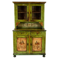 Central European Painted Stepback Cupboard