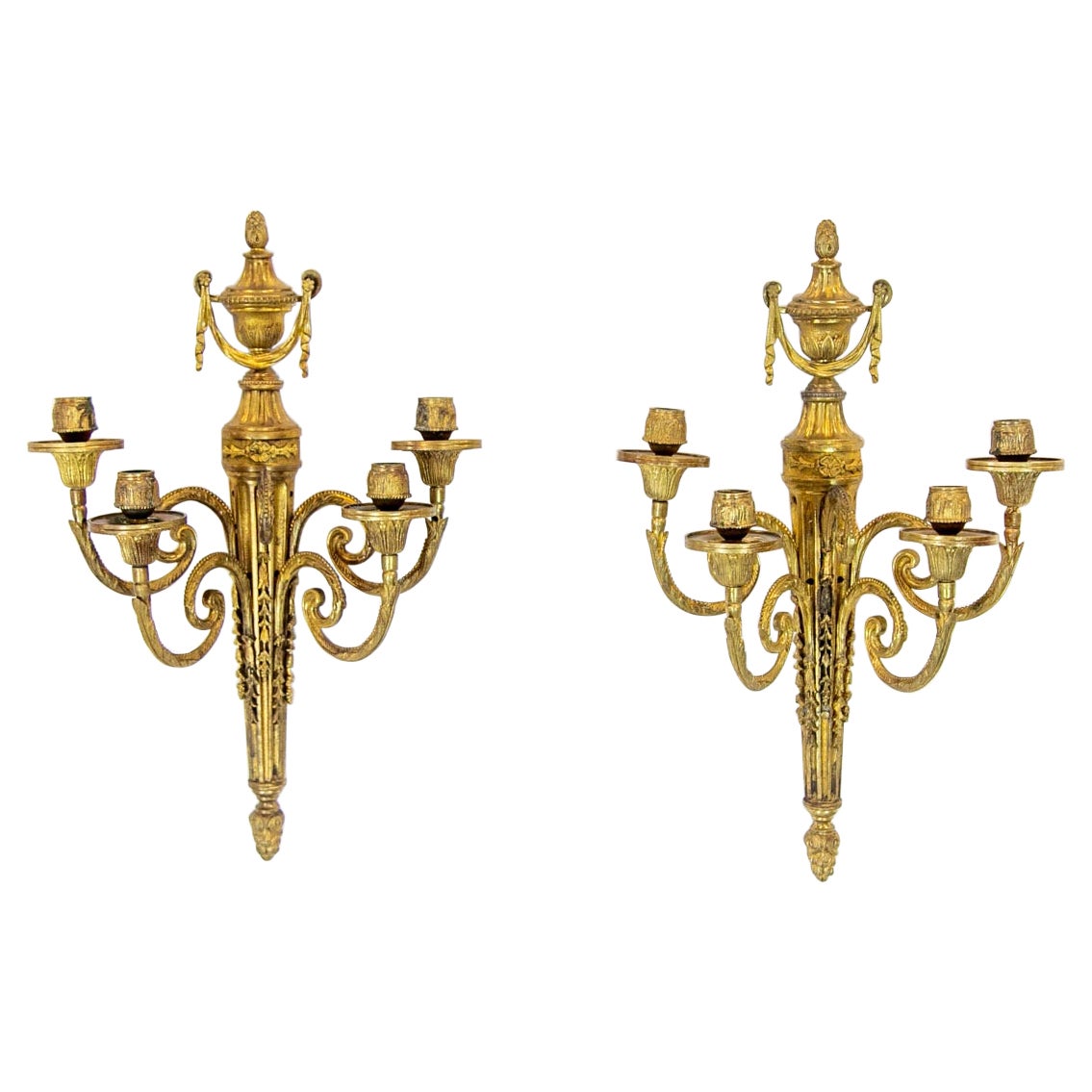 Pair of French Ormolu Wall Sconces For Sale