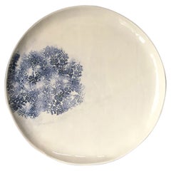 Handcrafted Kashmir Extra Large Round Blue and White Porcelain Platter