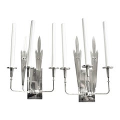 Mid-Century Modern Sconces, Silvered Large