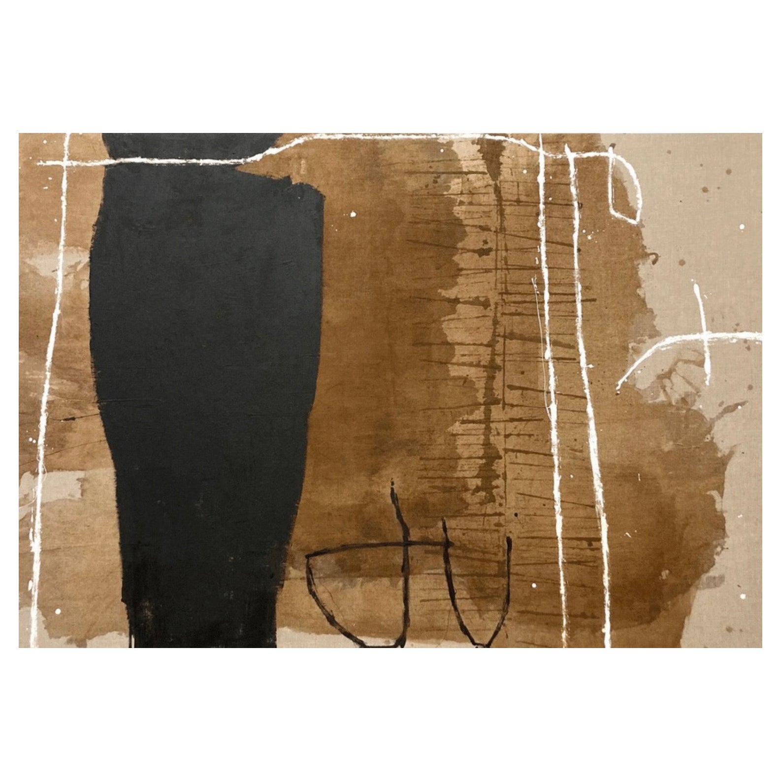 Untitled, 2021 Large Brown, Black & White Abstract Painting by Meighan Morrison