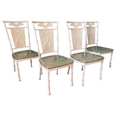 Set of Four Metal Faux Bamboo Palm Tree Chairs