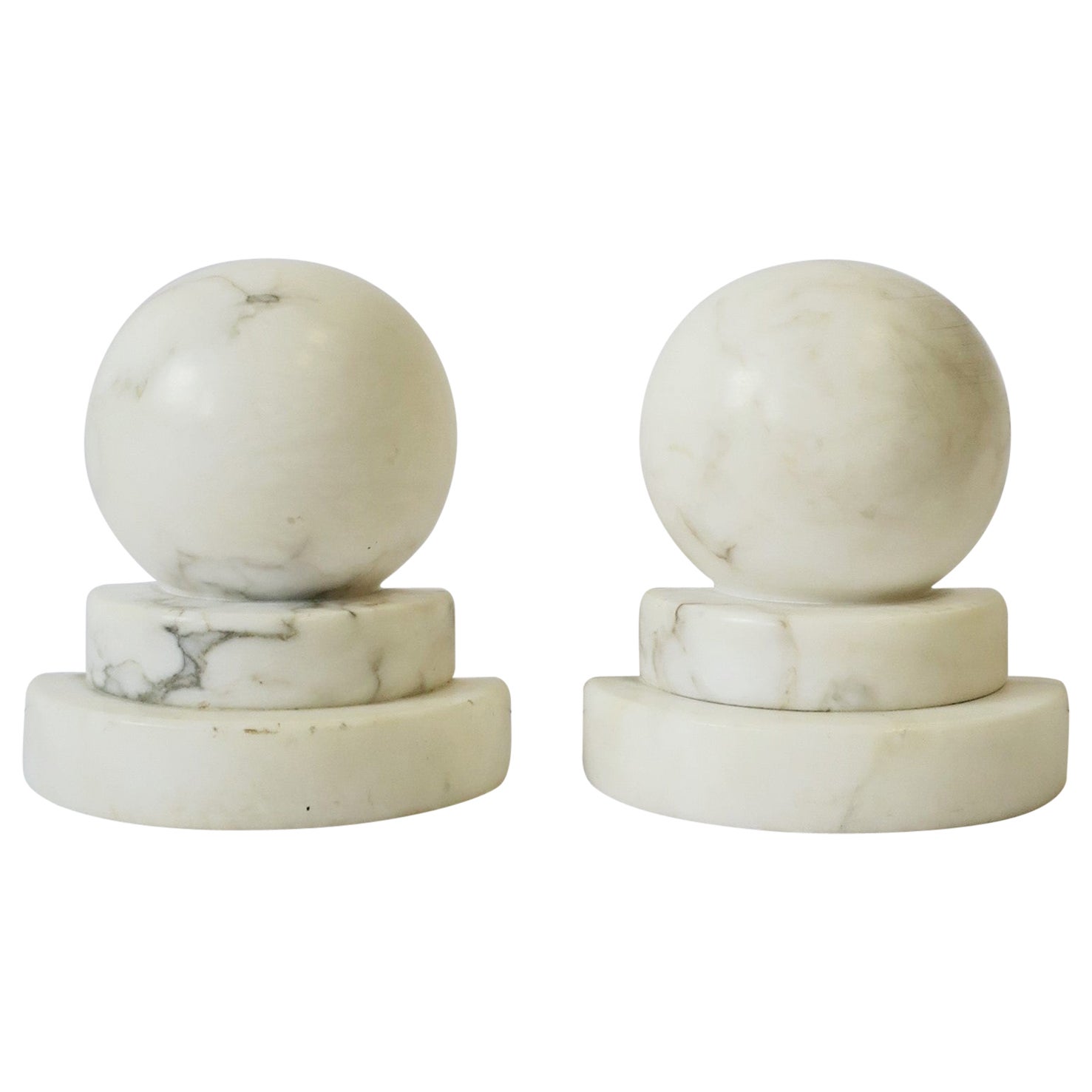 Italian Art Deco Modern Marble Bookends, Pair