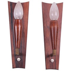 Pallisander Wooden Wall Lamps a Set of 2 Pice