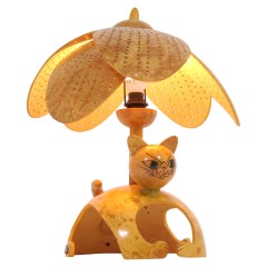 Valerie Ray Palm Cat Lamp French Design 1970's Made from Watermelon