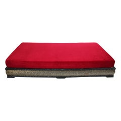 Vintage Moroccan Low Day Bed with Red Cushion