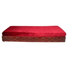 Used Moroccan Settee Low Bench, Day Bed with Red Cushion