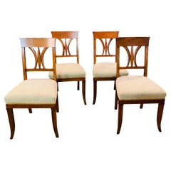 19th Century Set of antique Biedermeier Chairs Cherrywood, 1820 