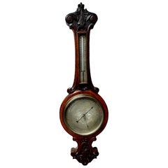 Antique Carved Oak Banjo Barometer