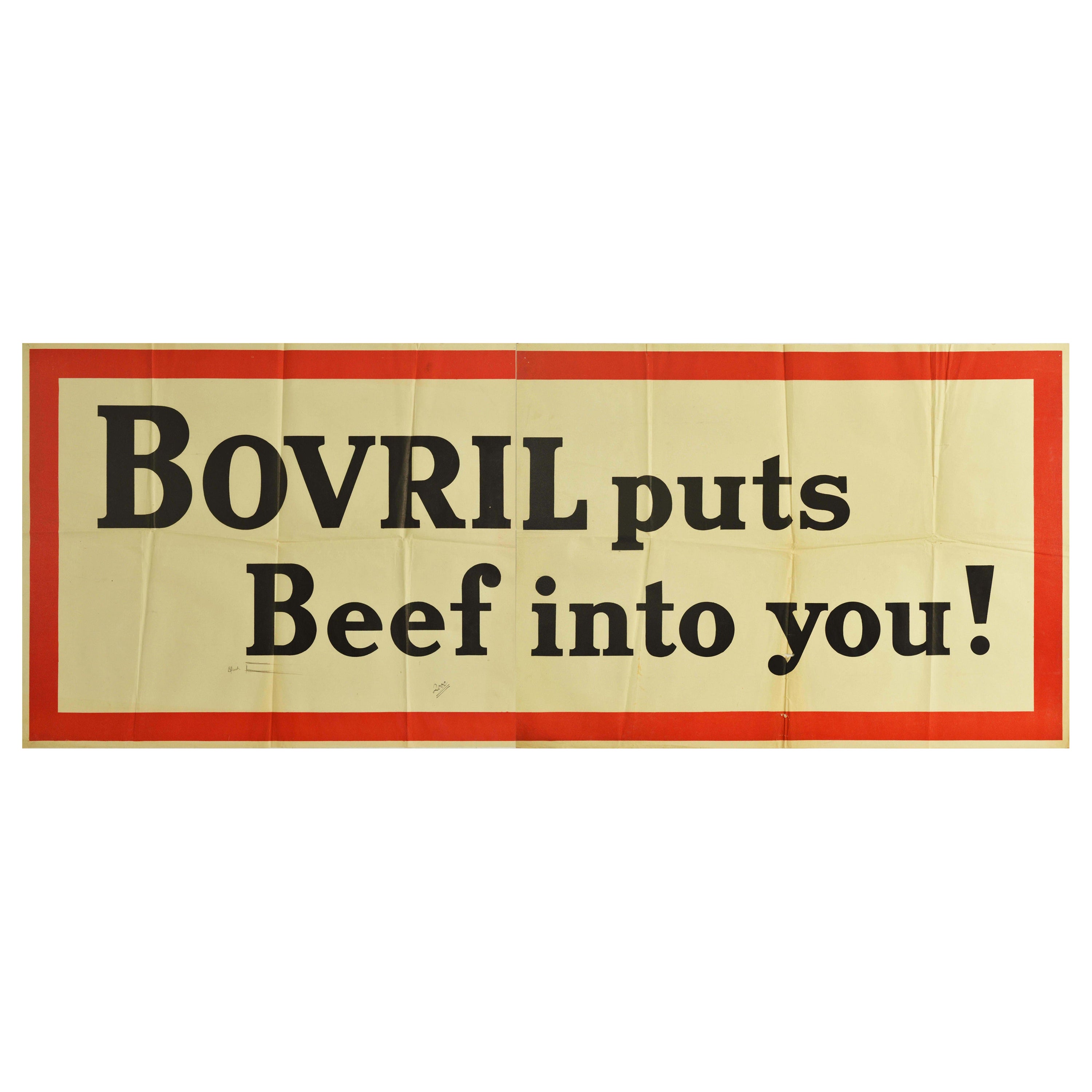 Original-Vintage-Poster, „Bovril Puts Beef Into You“, Werbeplakat für heiße Getränke und Lebensmittel im Angebot