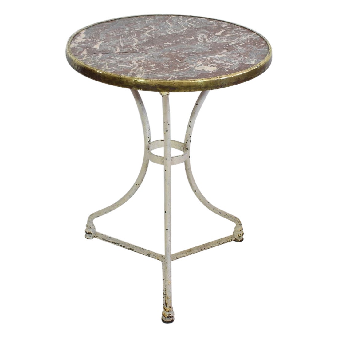 19th Century French Bistro Table with Red Marble Top
