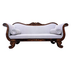 French Charles X Sofa, 1820s, New upholstery Black and White Stripes