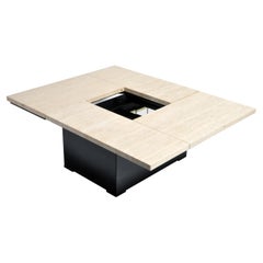 French Coffee Table with Movable Travertine Marble Top by Paul Michel