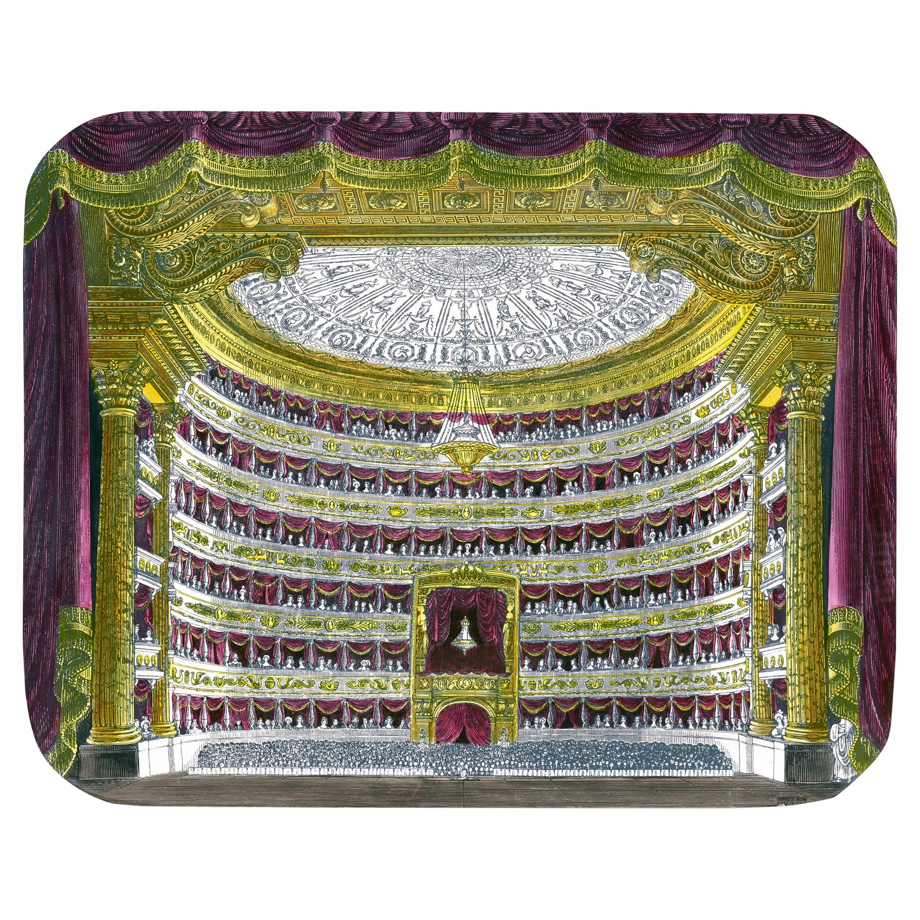 Piero Fornasetti Large Tray La Scala Opera House Painted by Hand