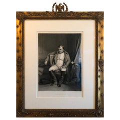 Aristrocratic Black and White Napoleon Illustration in Antique Frame