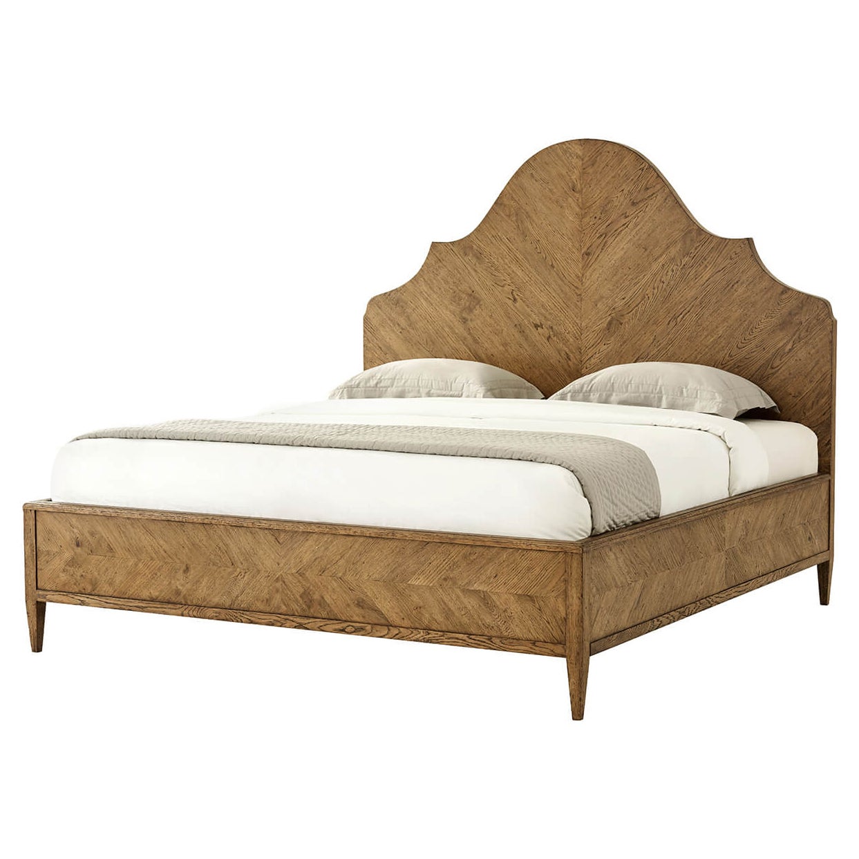 Modern Rustic Oak Queen Bed For Sale