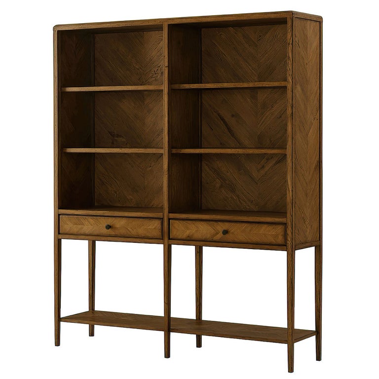 Oak Parquetry Open Bookcase For Sale at 1stDibs