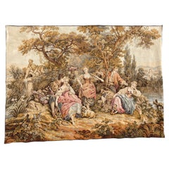 Beautiful Retro French Aubusson Style Jaquar Tapestry